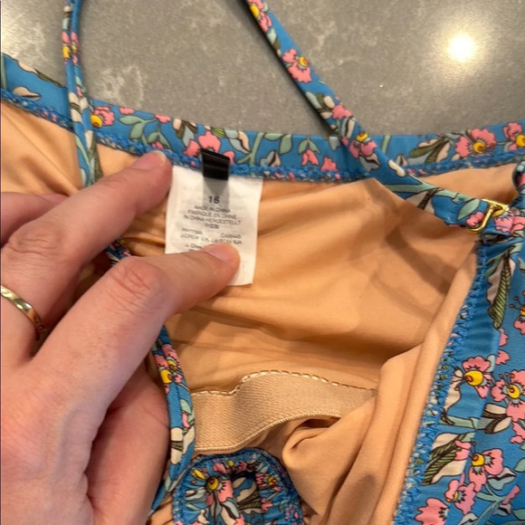 J. Crew Blue One Piece Swimsuit with Vintage-Inspired Design - Picture 3 of 6